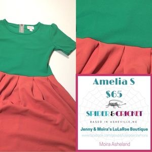 LuLaRoe Small Amelia Dress, BNWT, Pink and green